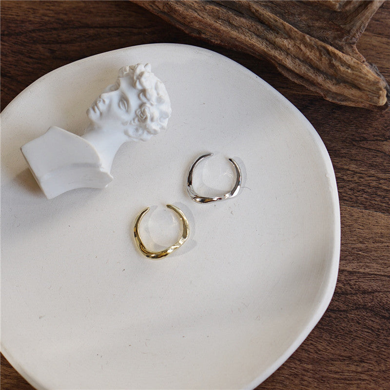 Two Tone Ring Alloy Geometric Design Gold And Silver Plating Sleek Modern Jewelry For Travel Gift Travel Ready