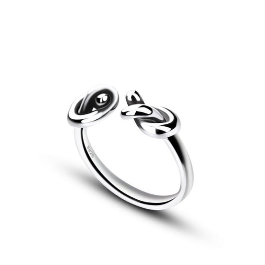 Sterling Silver Knot Ring Adjustable Open Design 925 Silver Platinum Plated Gift For Her Elegant Jewelry Birthday Gift