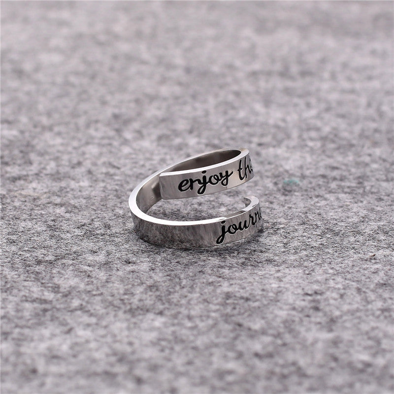 Unisex Double Band Ring Engraved Geometric Stainless Steel Polished Matte Finish Everyday Wear Jewelry Holiday
