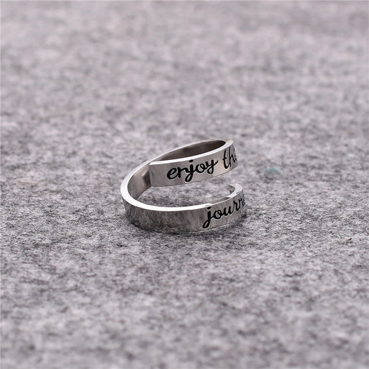 Unisex Double Band Ring Engraved Geometric Stainless Steel Polished Matte Finish Everyday Wear Jewelry Holiday