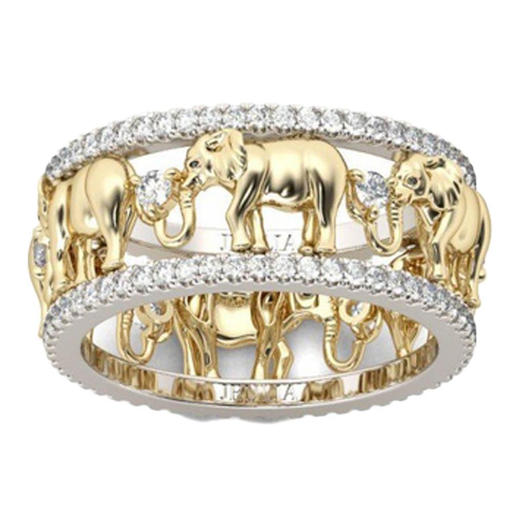 Two Tone Diamond Rhinestone Elephant Ring Alloy Color As The Picture Show Sizes 5 11 Fashion Beautiful New New