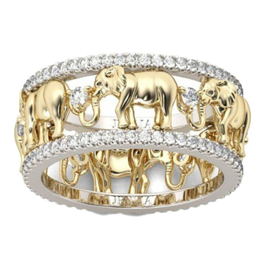 Two Tone Diamond Rhinestone Elephant Ring Alloy Color As The Picture Show Sizes 5 11 Fashion Beautiful New New