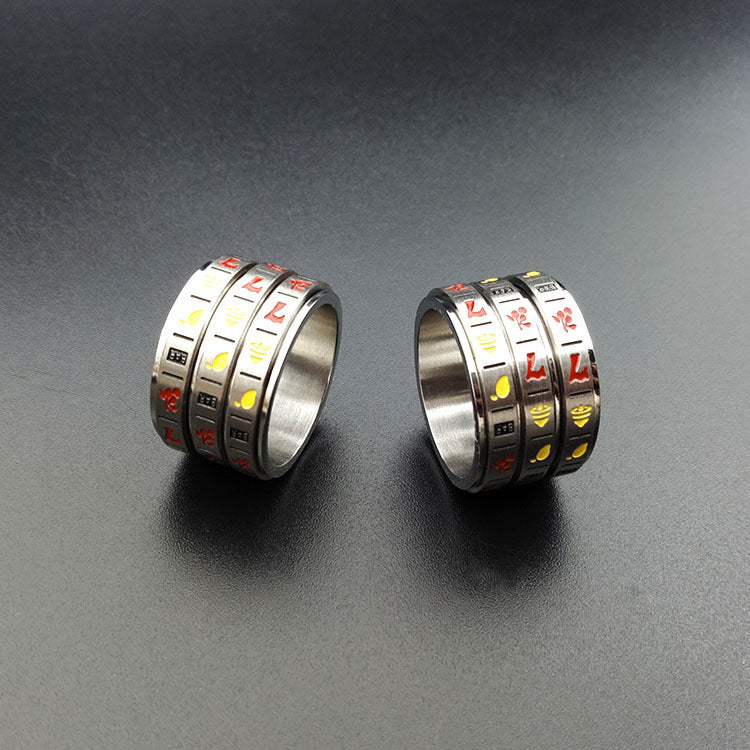 Stainless Steel Ring Colorful Rotating Slot Machine Design Gambling Jewelry Hypoallergenic Nickel Free Gift Ideas