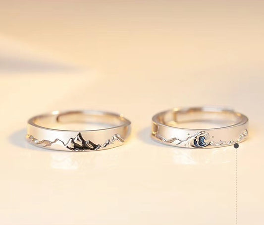 Adjustable Opening Starry Sky Korean Style Couple Rings Platinum Plated Matching Fashion Jewelry Anniversaries