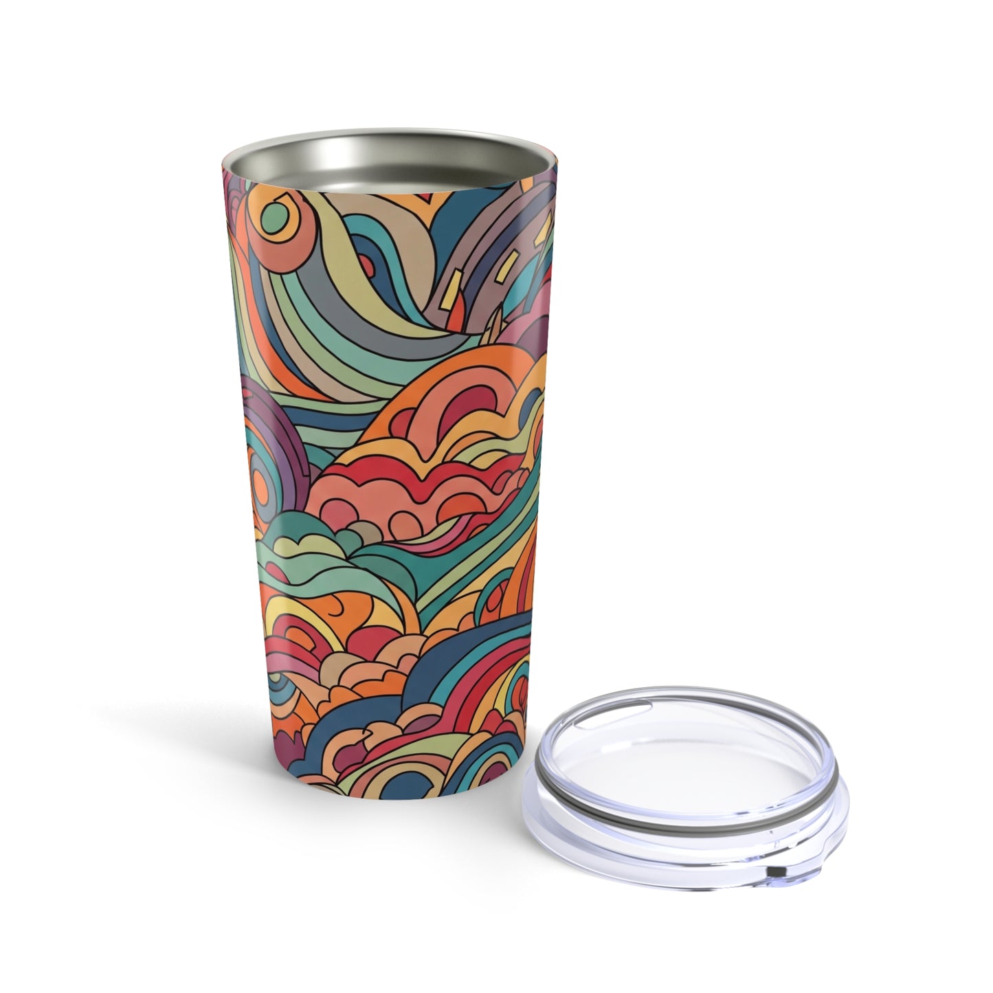 20oz Stainless Steel Tumbler With Printed Design Double Wall Insulation Spill Resistant Durable Keeps Beverages