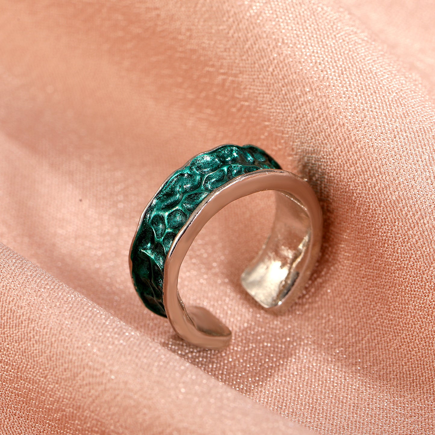 Unisex Geometric Ring In Dark Green Alloy Niche Design For Everyday Wear And Special Occasions Statement Looks