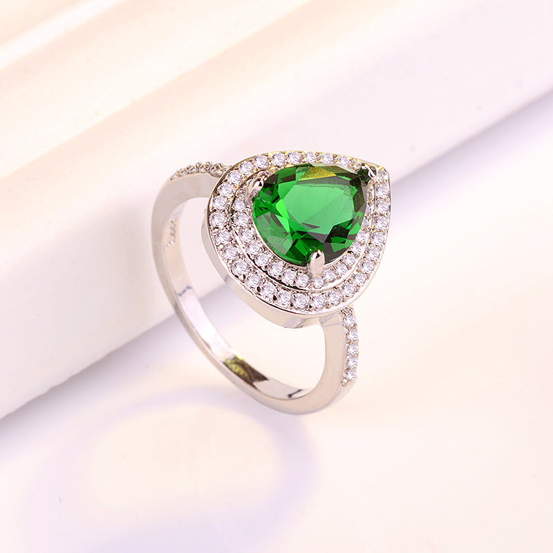 Blue Topaz Water Drop Pear Ring Sterling Silver Diamond Accented Gemstone Jewelry Gift For Her Elegant Sparkle