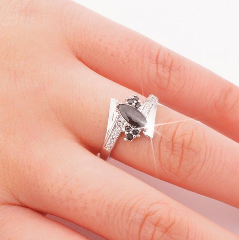 White Gold Filled Zircon Crystal Black Diamond Ring Sizes 6 7 8 9 10 11 Elegant Accessory With Cubic Zirconia Sparkle