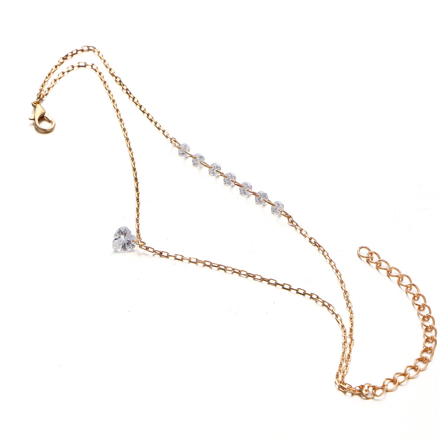 Women Double Heart Crystal Bracelet Double Layer Design Non Oxidizing Metal Enhances Wrist Shine For Daily Use