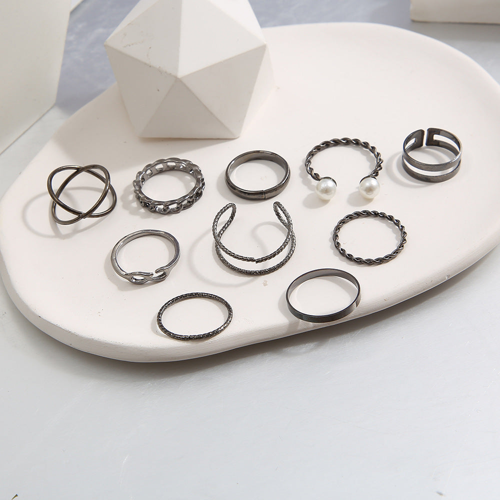 Unisex Knuckle Ring Set Geometric Alloy U Shaped Electroplated Stacking Rings For Everyday Wear Metal Accessory