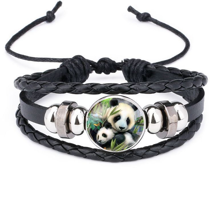 Womens Braided Leather Bracelet With Crystal Inlay Ethnic Style Adjustable Length Glass Bead Jewelry For Women