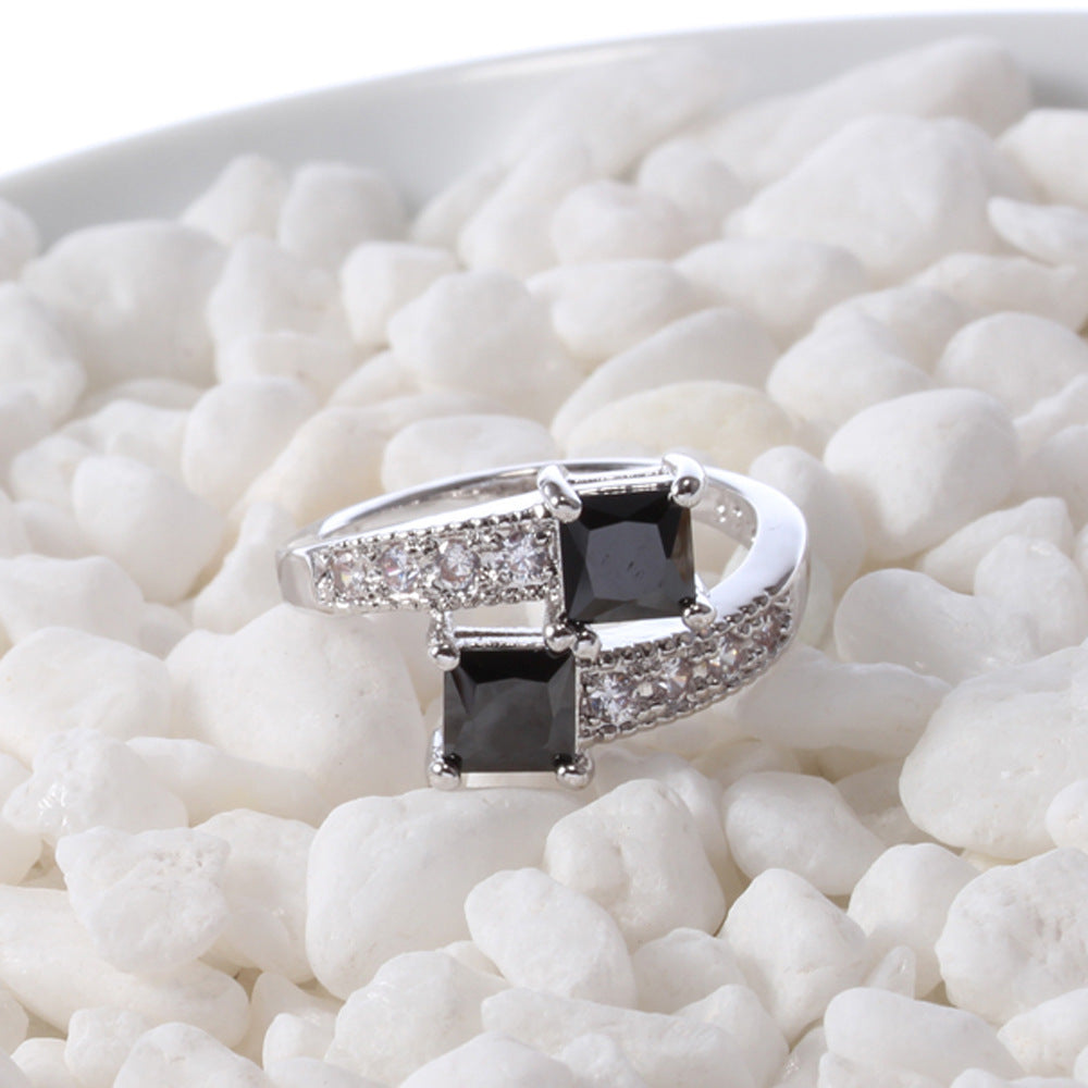 Womens Double Zircon Geometric Copper Cubic Zirconia Electroplated Jewelry Party Engagement Anniversary Wedding