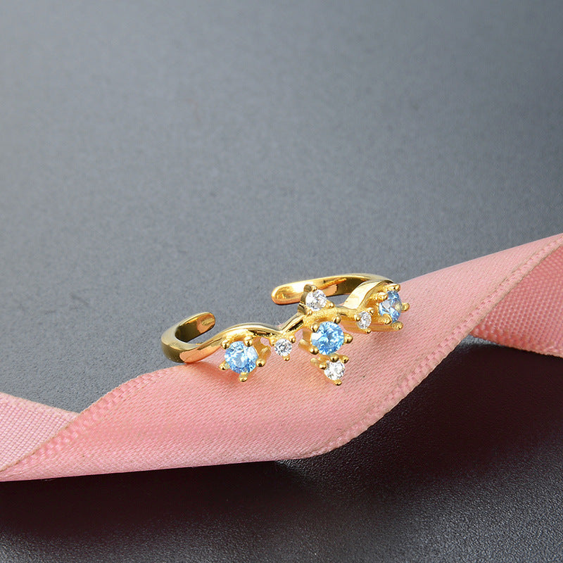 Geometric Silver Ring For Women With Zircon Stones