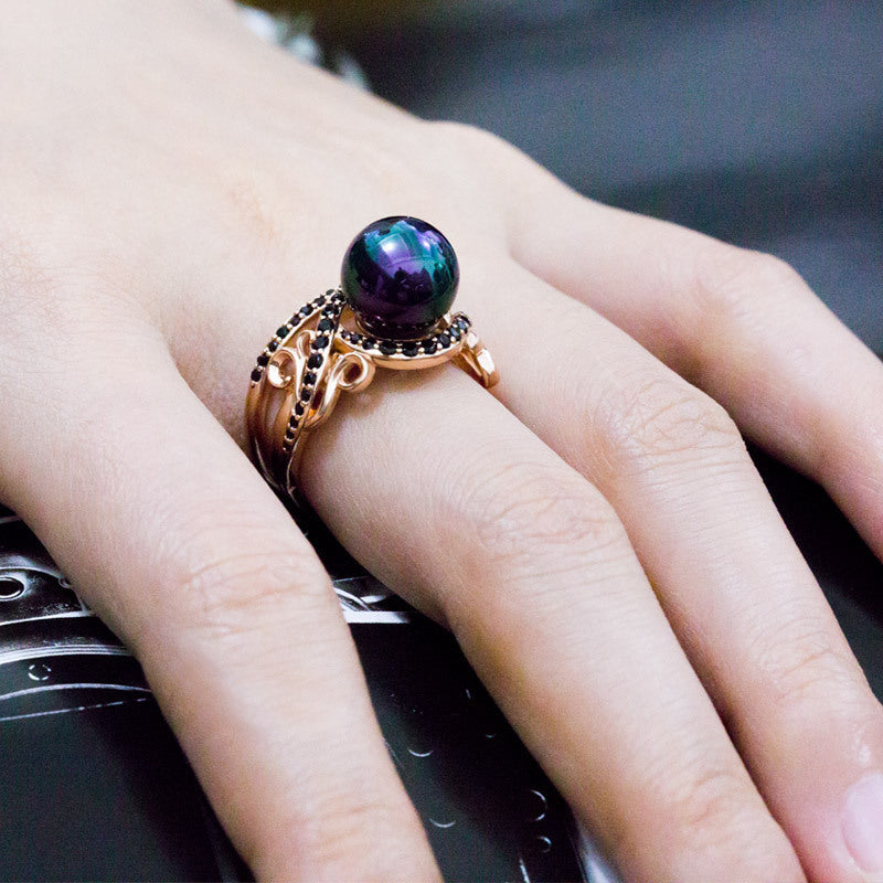 Elegant Rose Gold Copper Ring With Pearl And Zircon For Women Fashion Jewelry Durable Gift For Anniversary For Her