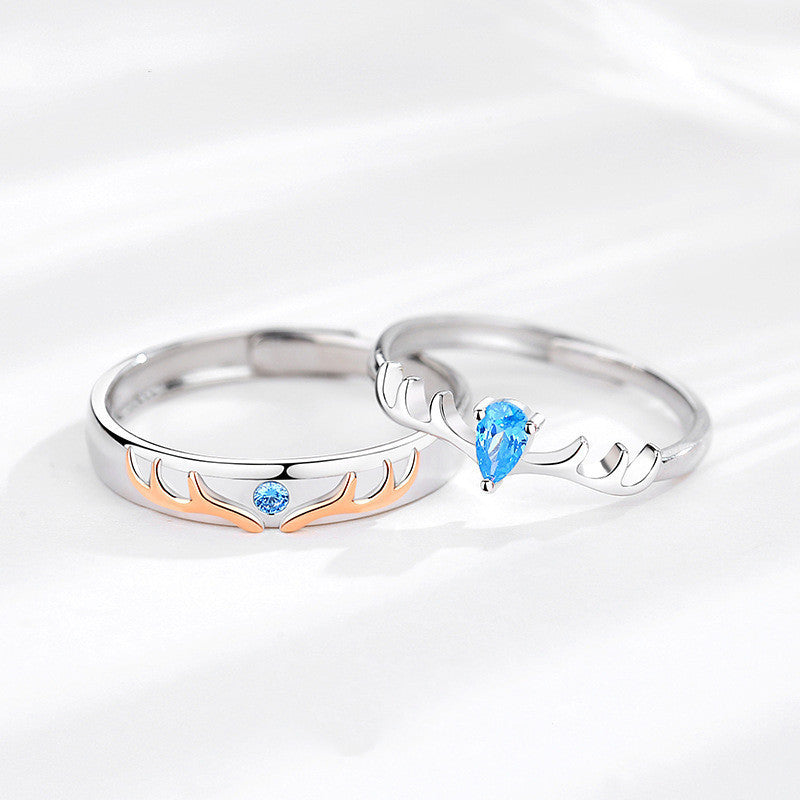 Couple Zodiac Rings for Women and Men Adjustable Opening with Micro Inlaid Zircon Stones 925 Silver Anniversary
