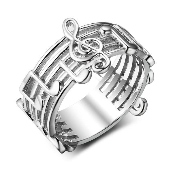 Women Alloy Letter Number Ring European American Fashion Jewelry Trendy Music Lover Accessory Gift Idea Band Ring