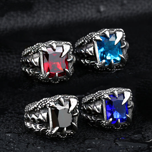 Mens Crown Ring Titanium Steel With Inlaid Zircon Stones Domineering Design Free Stainless Steel Ring Included