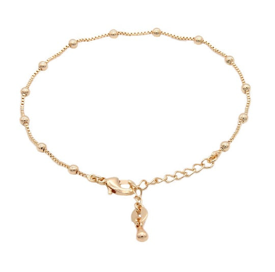 Womens Copper Chain Bracelet With Round Glass Bead Electroplated Fashion Jewelry Beaded Chain Glass Bead Chain