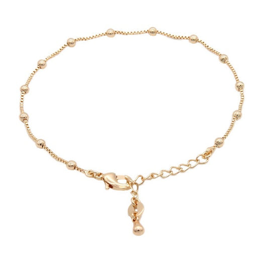 Womens Copper Chain Bracelet With Round Glass Bead Electroplated Fashion Jewelry Beaded Chain Glass Bead Chain