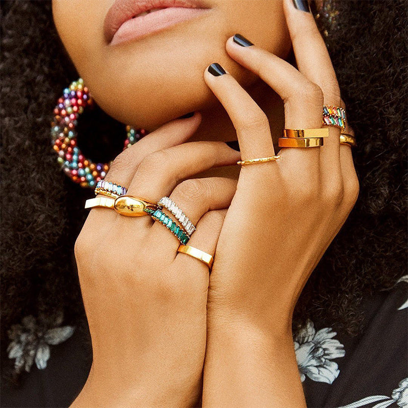 Womens Ring Cubic Zirconia Rhinestone Inlaid Alloy Fashion Jewelry Statement Ring For Women Classic Elegant Accessory