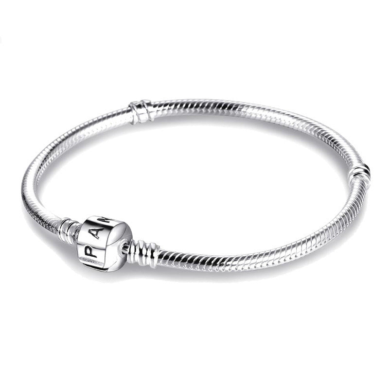 Unisex Beaded Chain Bracelet Copper Plated Silver Fashion Jewelry For Everyday Wear Gift Large Style Accessories