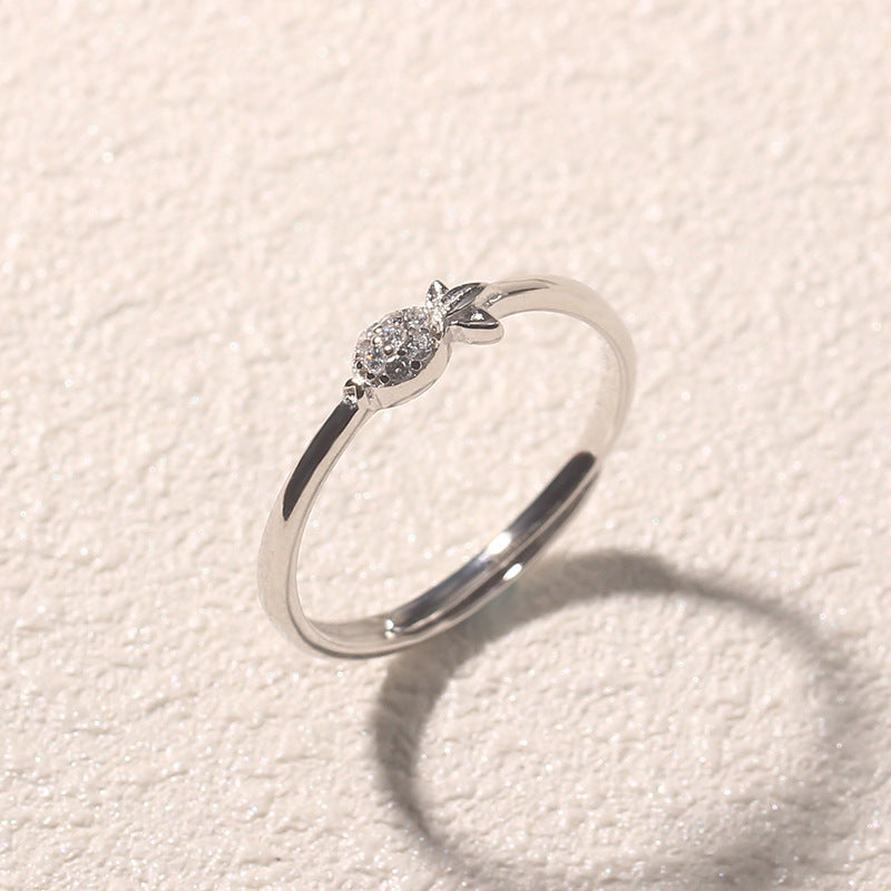 Ladies Ring Sterling Silver Inlaid Gem Fashion Jewelry Creative Design Ring For Women and Students White Gold 14k Gold Ring Female Ring