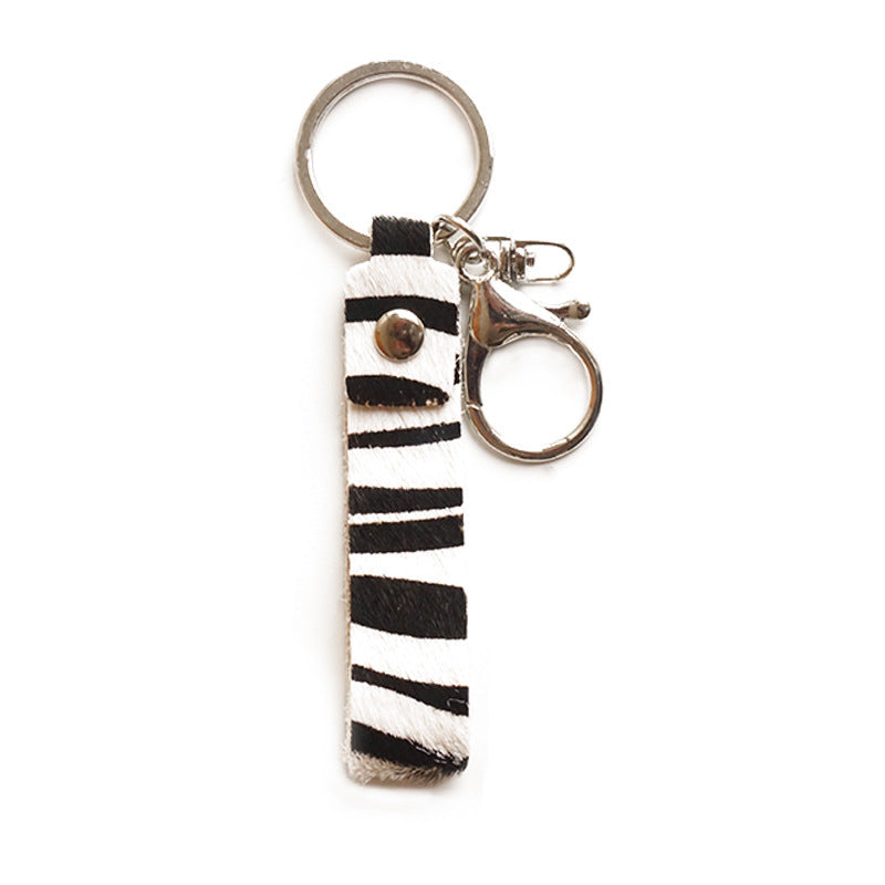 Leather Animal Print Keychain With Handmade Electroplated Finish Handbag Pendant And Car Key Accessory Style Collection