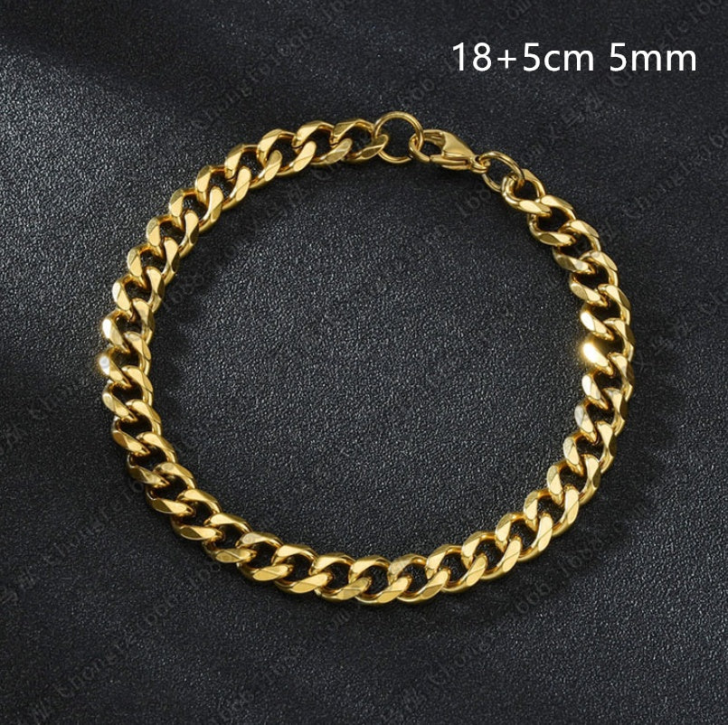Stainless Steel Cuban Link Bracelet 5mm Wide 18cm Plus 5cm Extension Durable Everyday Wear Ideal Gift For Him Today