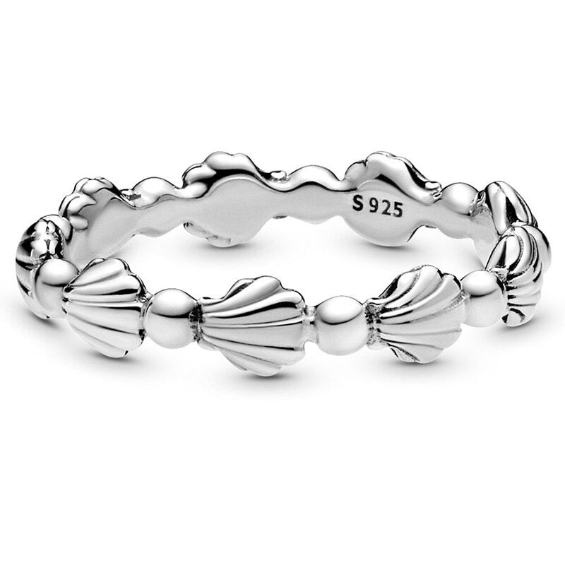 Summer Silver Pearl Shell Ring Inlay Gold Plated Artificial Gemstone Semi Precious Stone Silver 50 52 54 56 58