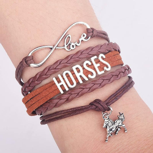 Infinity Love Horse Leather Bracelet Equestrian Jewelry Horse Lovers Timeless Infinity Symbol Design Adjustable