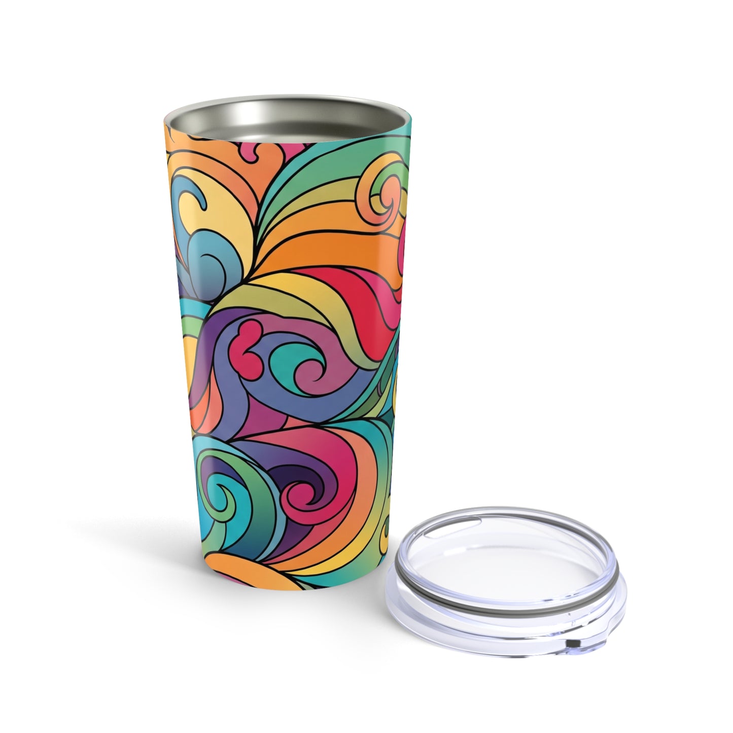 20 Oz Stainless Steel Printed Tumbler With Double Wall Vacuum Insulation Spill Resistant For Hot And Cold Beverages