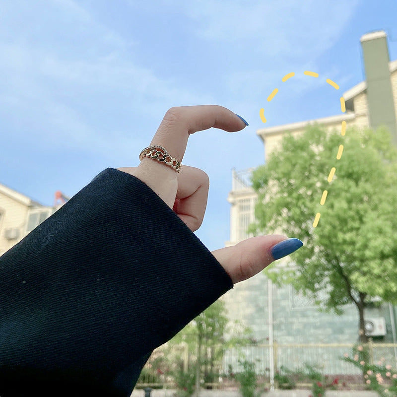 Womens Fashion Ring Hollow Alloy Metal Ring Texture Joint Ring Jewelry Accessory For Girls And Women Gift Idea