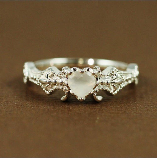Heart Shaped Opal Ring Copper Band Gemstone Jewelry For Women And Girls Elegant Ring For Everyday Wear In Copper