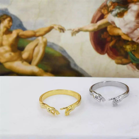 Geometric Alloy Ring For Men And Women Adjustable Opening Gold Or Silver Finish Jewelry Everyday Use Accessory