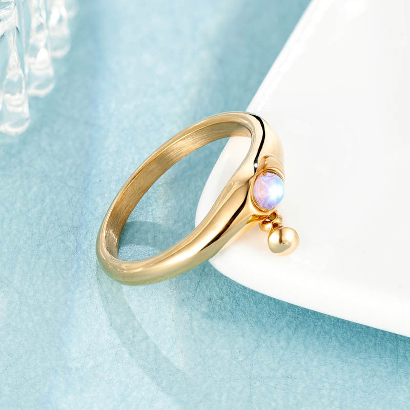 Women's Fashion Ring with Pearl Three-Dimensional Design Minimalist Niche Titanium Steel Electroplated Gold Shell Trendy Ring Elegant Jewelry