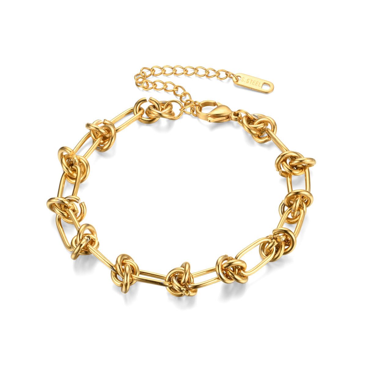 Unisex Stainless Steel Braid Buckle Bracelet Heart Shaped Hollow Out Ethnic Design In Gold Steel Elegant Piece