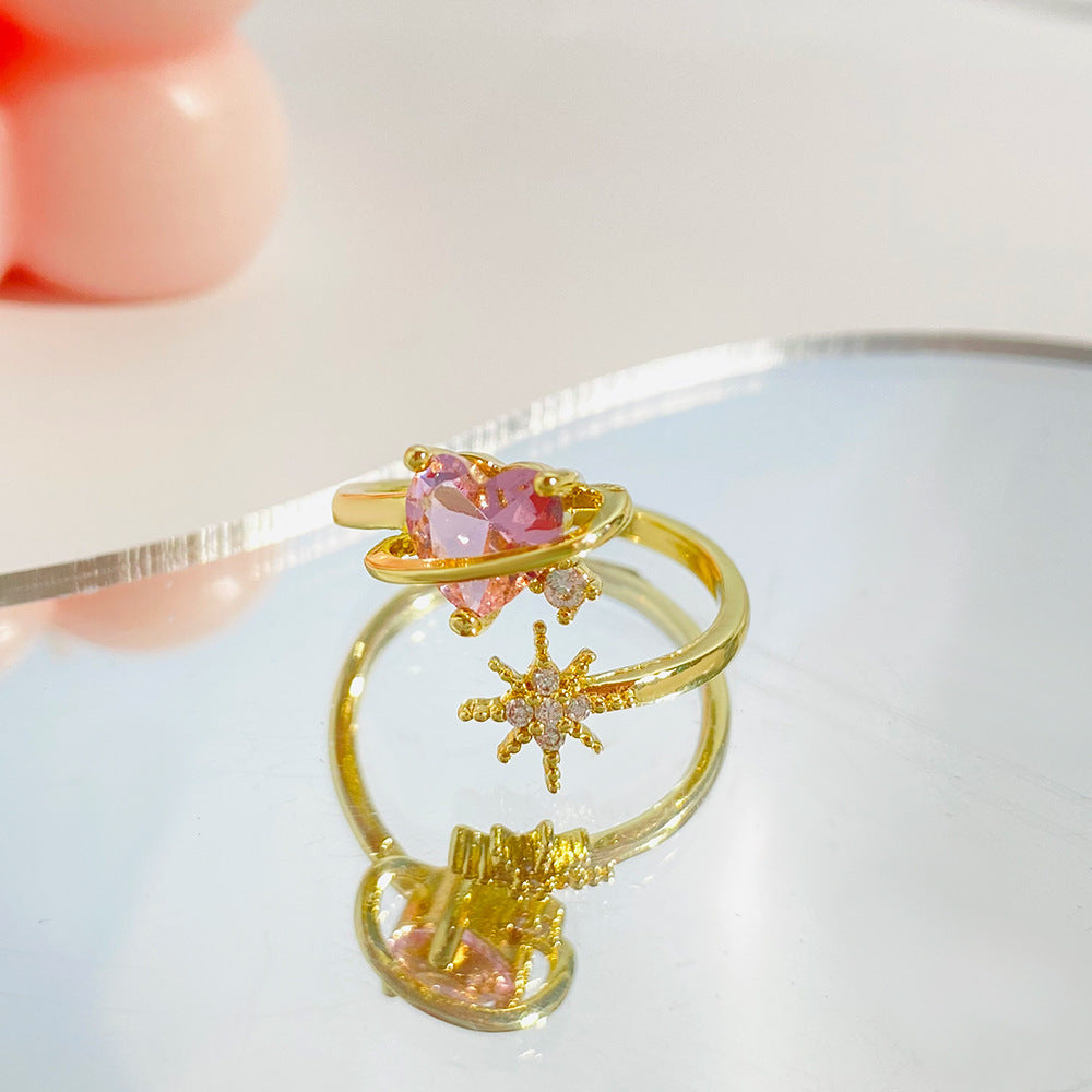 Heart Shape Zircon Ring For Women Alloy Jewelry Gift