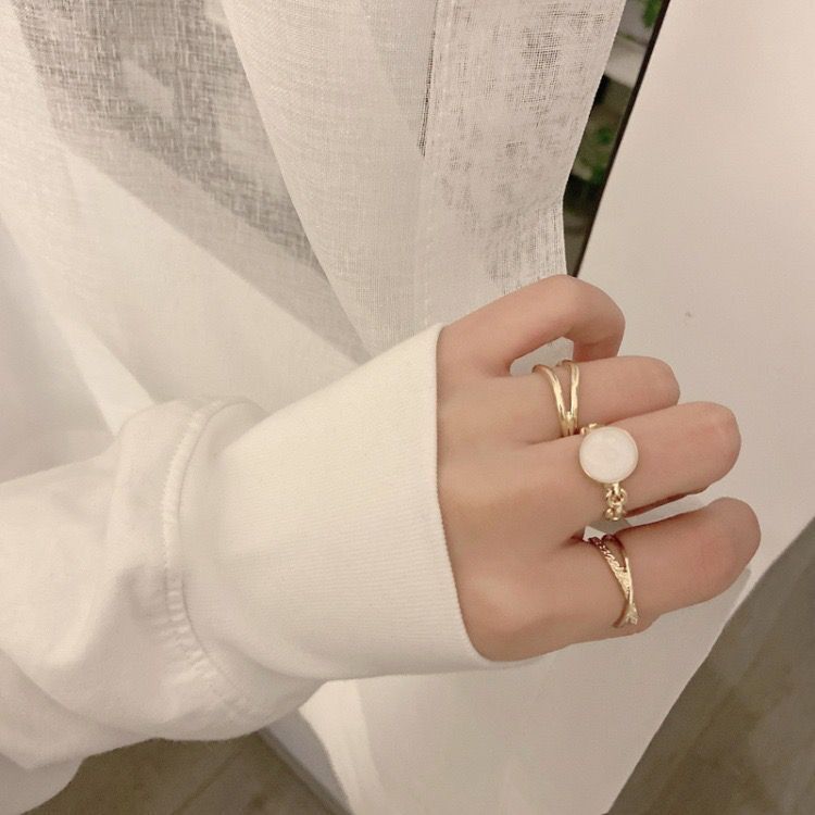 Geometric Open Ring Set Of 3X Adjustable Metal Rings For Women Minimalist Korean Fashion Jewelry Gifts For Her