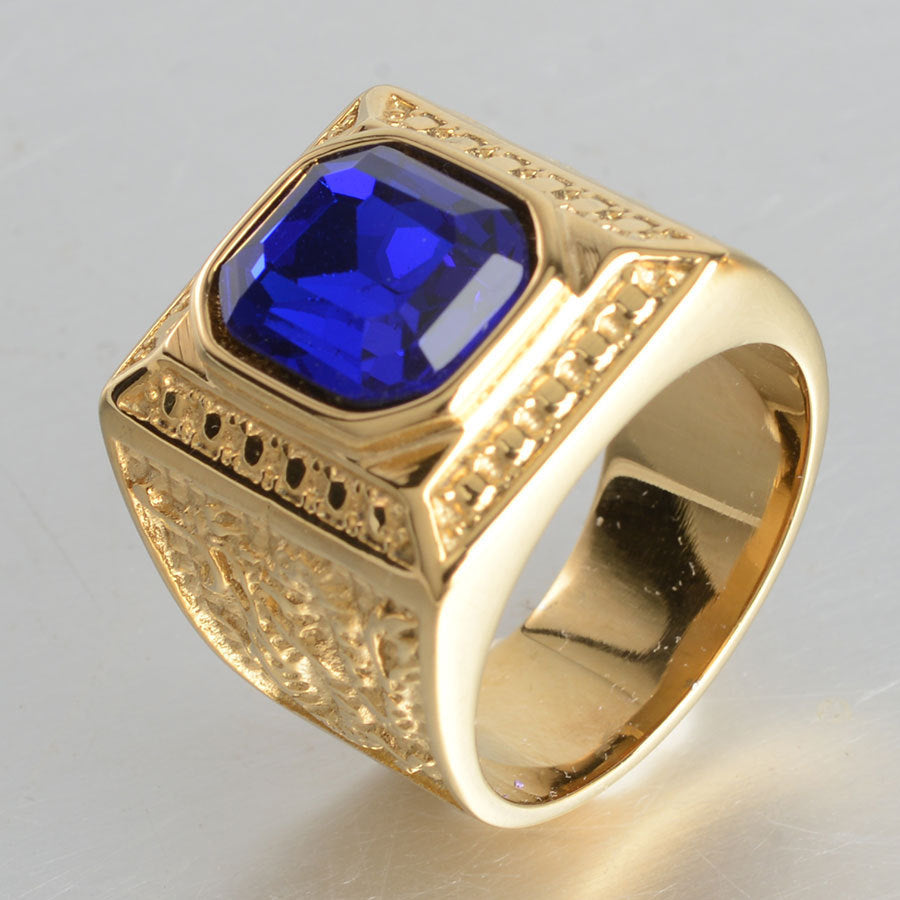 Unisex Stainless Steel Ring With Geometric Design Texture Casting Inlay Gems Statement Bands For Everyday Wear