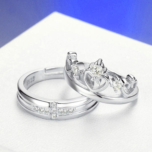 Silver Matching Rings For Men And Women Crown Love Cross Diamond Design Fashion Jewelry Couple Rings And Style