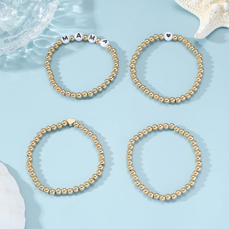 Womens Acrylic Bracelet Set Geometric Round Design Elegant Gold Plated Bracelets 4 Piece Gift For Her Chic Now