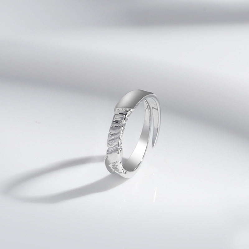 Adjustable Copper Couple Rings Mountain River Geometric Texture Rings For Lovers Matching Set For Couples Gift