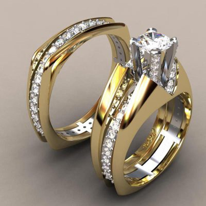 Gold Plated Zircon Inlay Ring for Women Geometric Copper Base Dainty Stackable Fashion Jewelry Anniversary Gift
