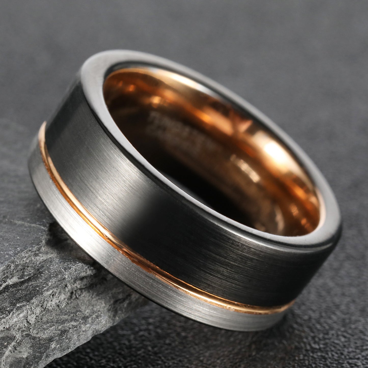 Mens Tungsten Ring Three Color Domineering Band European