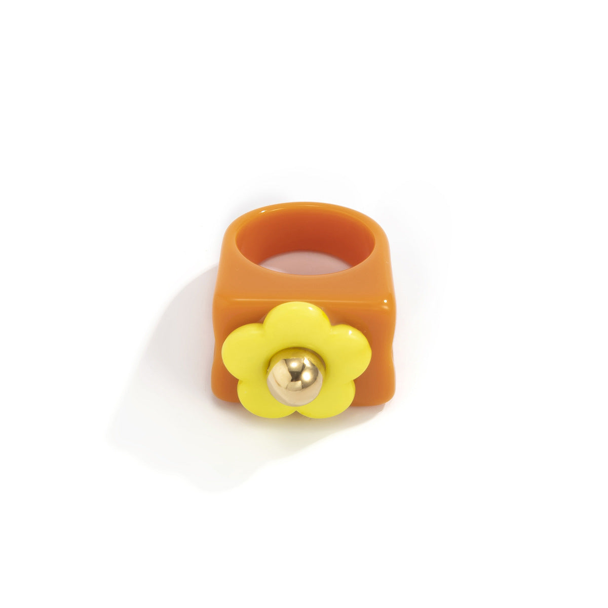Womens Flower Resin Ring Wide Floral Statement Fashion Ring