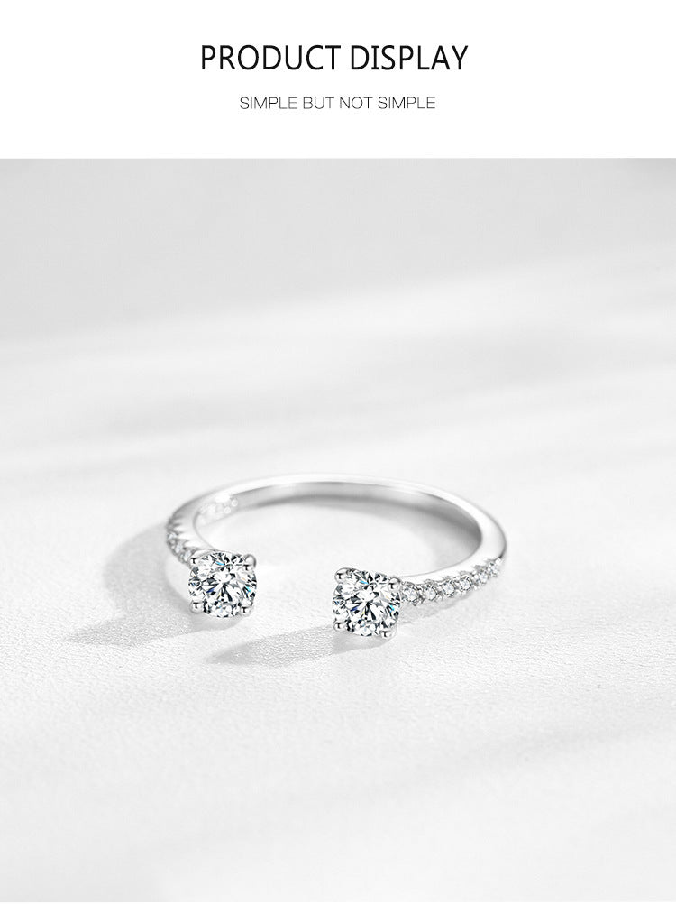 Womens Sterling Silver Ring Geometric Design White Gold Plated Fashion Jewelry Statement Ring For Her Elegance