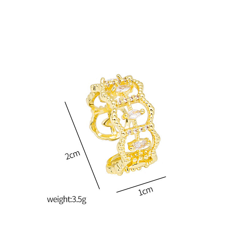 Trendy Index Finger Ring Copper Inlay Korean Style Geometric Design Accessory For Daily Wear Daily Style Picks