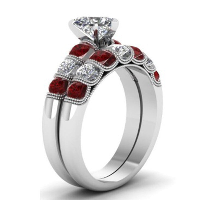 Heart Shaped Ring Set Geometric Alloy Rings For Women