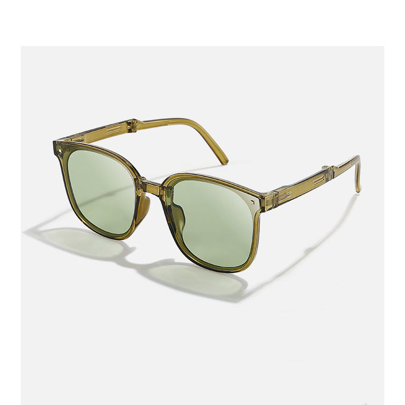 Folding Sunglasses Retro Sun Protection Glasses Resin Frame Box Eyewear With Spring Hinge To Fashion Commuting
