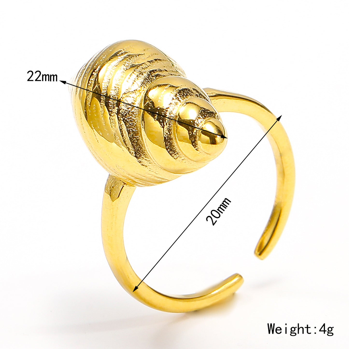 Womens Titanium Steel Ring Gold Spiral Conch Shell Ring Fashion Ring For Women Unique Design Ring Elegant Ring
